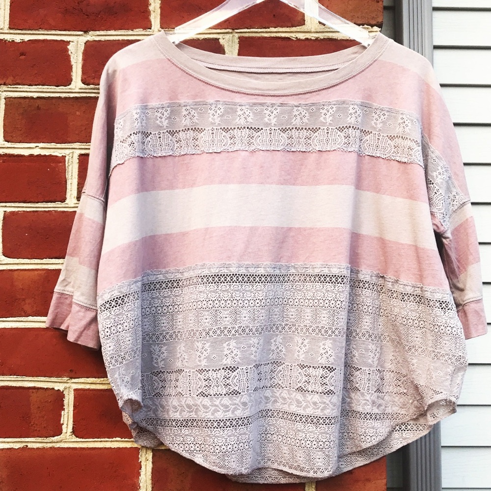 Free People | We the Free Striped Lace Panel Top